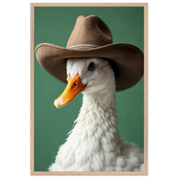 Duck with a Hat – Framed Wall Art for All Ages - Wood frame - Wooden Framed Posters