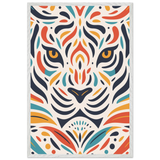 Abstract Tiger Wooden Framed Poster – Bold Art Gift - White frame - Wooden Framed Posters
