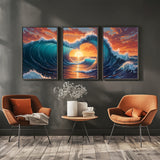 Sunset Through Ocean's Crest - 12x18 - Framed Posters