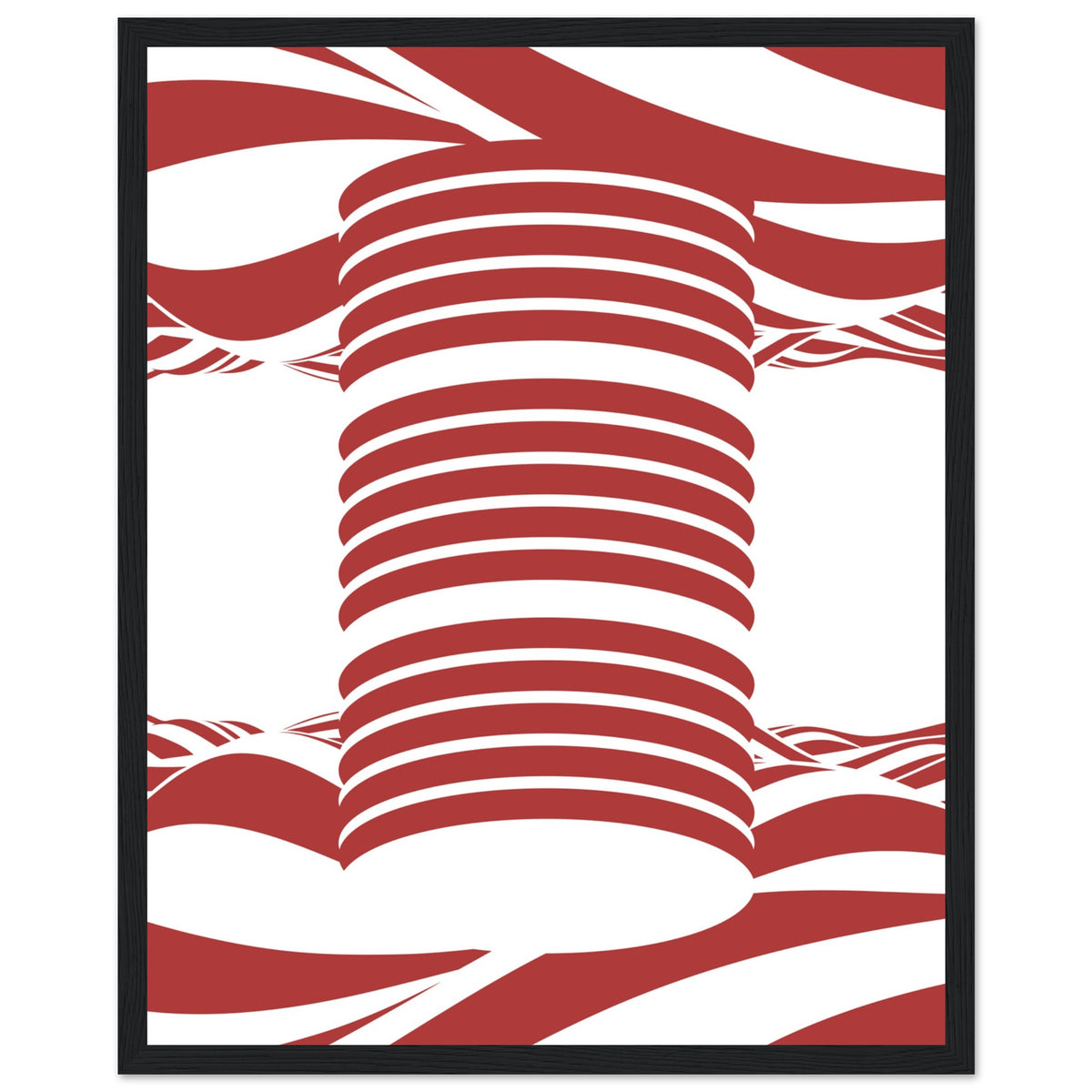 Twist of Elegance - Striking Red & White Art - 40x50 cm 16x20″ Black frame - Framed Posters