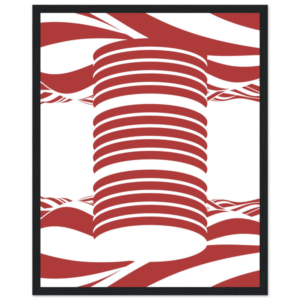 Twist of Elegance - Striking Red & White Art - 40x50 cm 16x20″ Black frame - Framed Posters