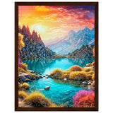 Mountain Serenity - Tranquil Landscape Art - 30x40 cm 12x16″ Dark wood frame - Wooden Framed Poster