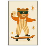 Gift a Smile – Skater Bear Metal Framed Poster - - Metal Framed Posters