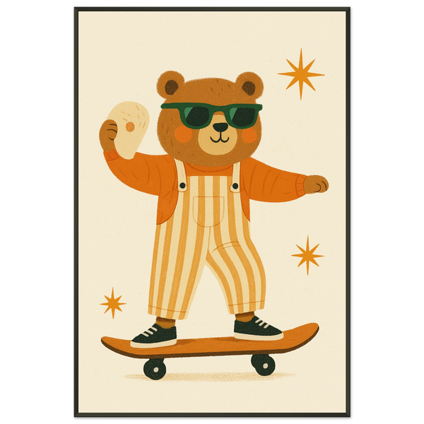 Gift a Smile – Skater Bear Metal Framed Poster - - Metal Framed Posters