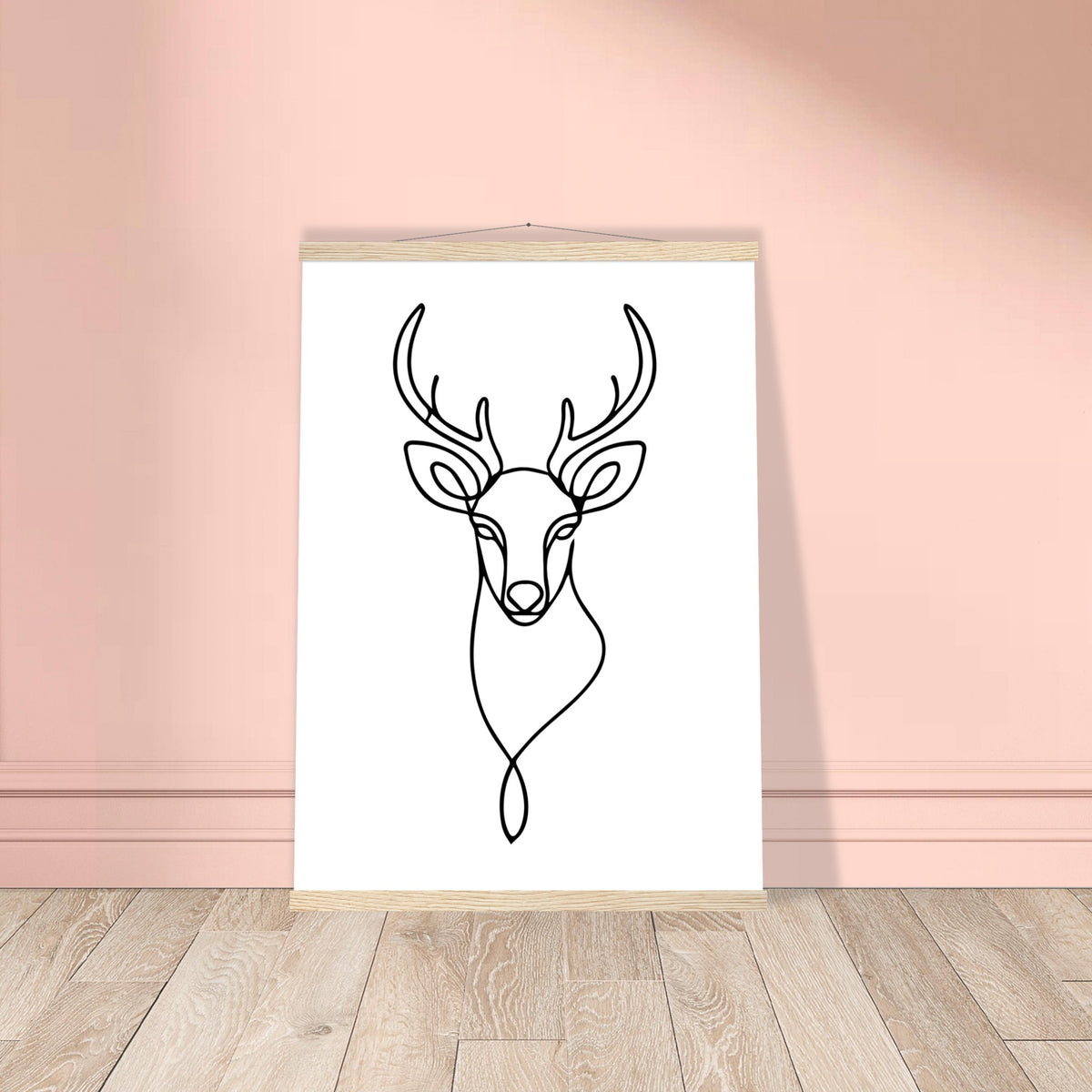 Graceful Lines - Deer Design for Contemporary Spaces - 50x70 cm 20x28″ Natural wood wall hanger - Posters With Hanger