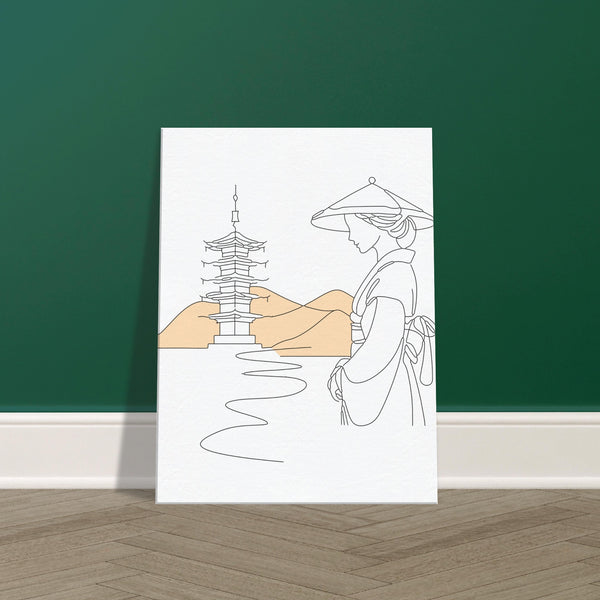 Tranquil Japanese Line Art - Canvas Edition - 60x80 cm 24x32″ - Canvas Prints