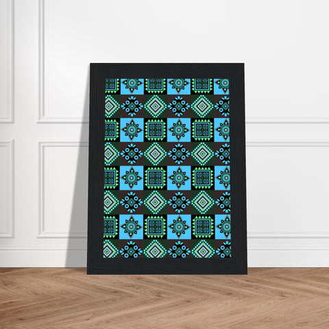 Image of Symmetry in Blue - Luxurious Framed Print