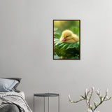 Dreaming Duckling - Serene Nature Framed Art - 40x60 cm 16x24″ Dark wood frame - Wooden Framed Posters