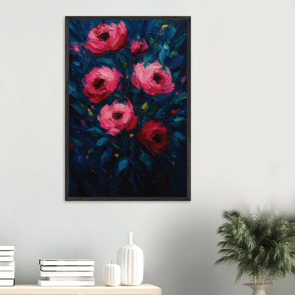 Romantic Floral Wooden Framed Poster – Gift of Memory - Black frame - Wooden Framed Posters
