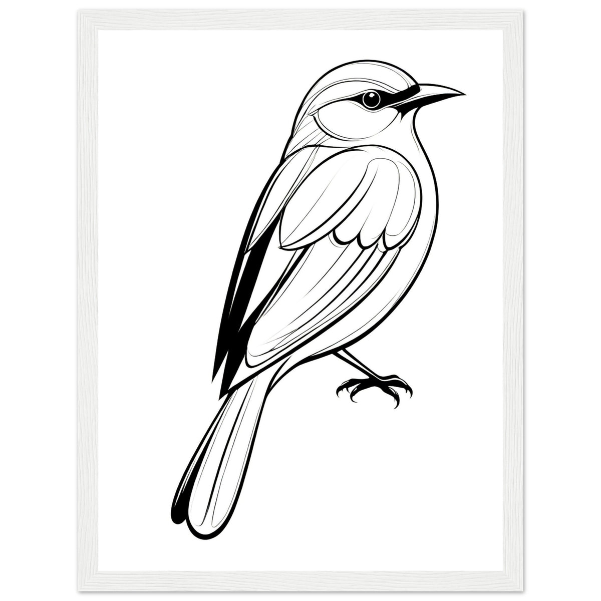 Serenity in Lines - Framed Bird Poster - 30x40 cm 12x16″ White frame - Framed Posters