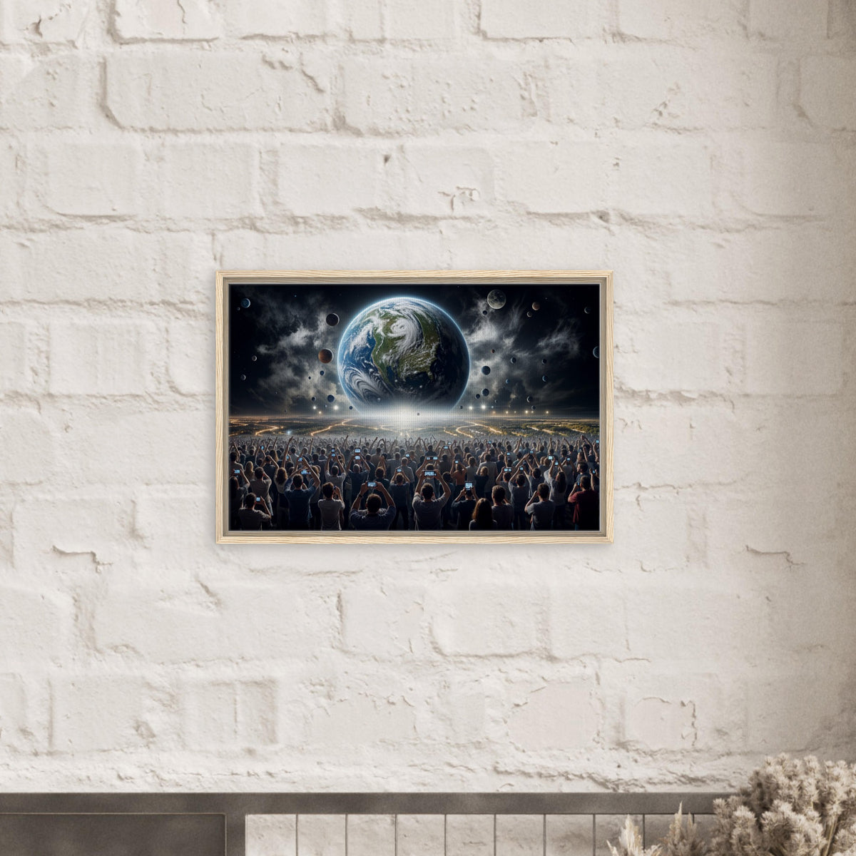 Planetary Watch - Earth and the Universe Above - - Framed Canvas