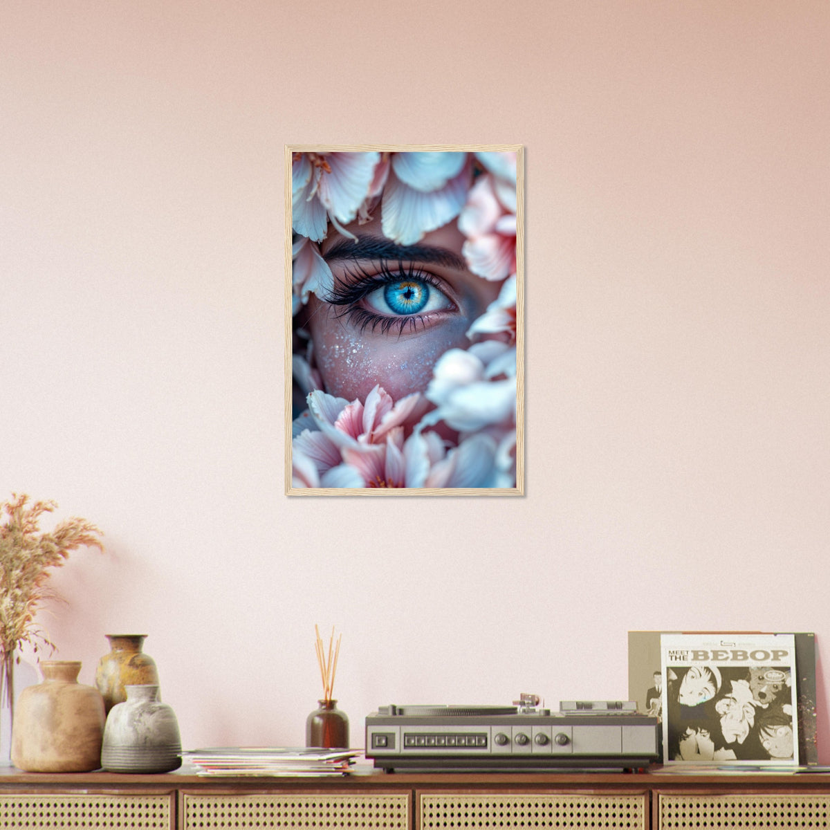 Inner Bloom - Eye with Floral Frame Print - 40x60 cm 16x24″ Wood frame - Framed Posters