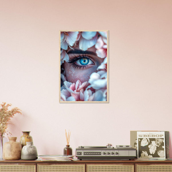 Inner Bloom - Eye with Floral Frame Print - 40x60 cm 16x24″ Wood frame - Framed Posters