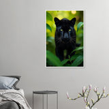 Emerald Gaze - Black Panther Framed Poster - 60x90 cm 24x36″ White frame - Wooden Framed Posters