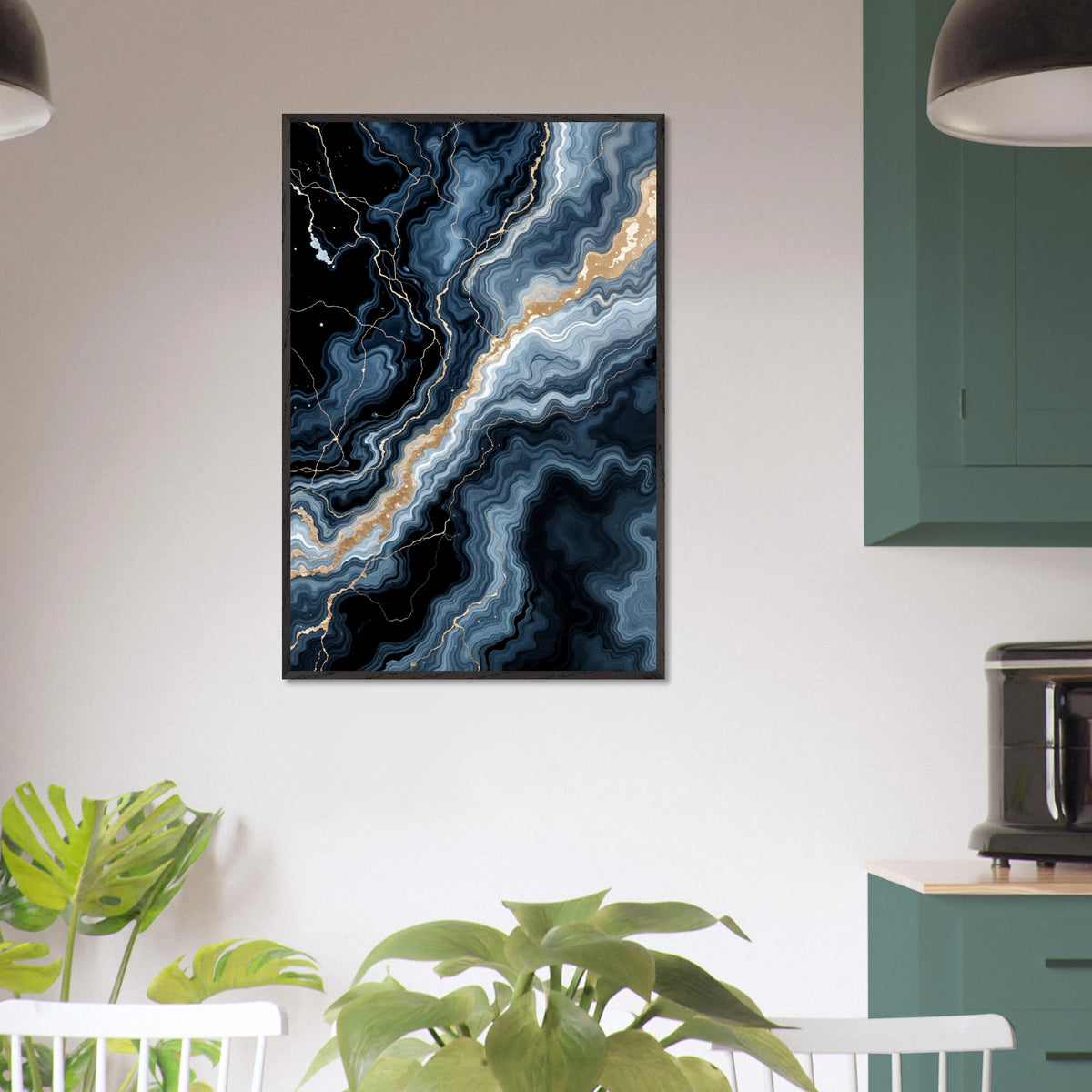 Golden Veins – Modern Framed Poster Gift Idea - Black frame - Wooden Framed Posters