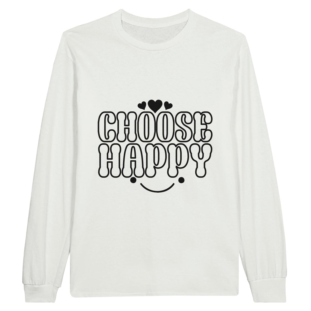 Happy Vibes Only - CHOOSE HAPPY Cozy Crew - White - Long Sleeve T-shirts