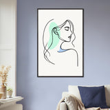 Elegance in Line - Minimalist Female Profile Art - - Wooden Framed Posters