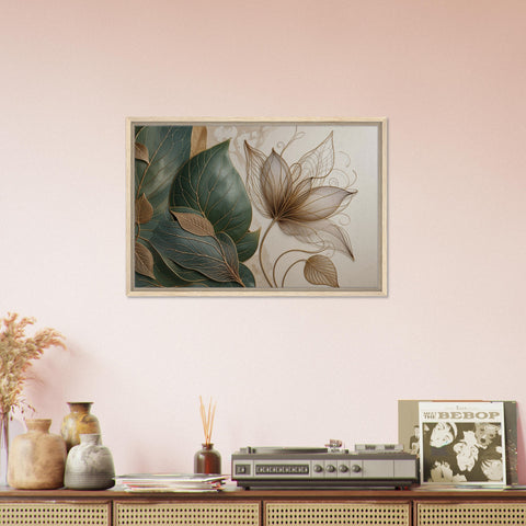 Image of Golden Veins - Framed Botanical Canvas Masterpiece