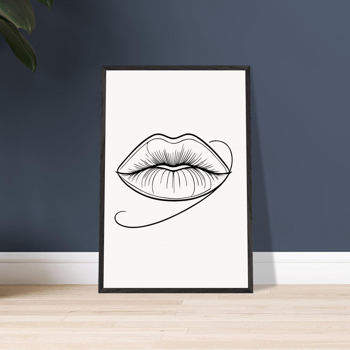 Natural Beauty - Framed Lips Artwork on Matte Paper - - Wooden Framed Posters