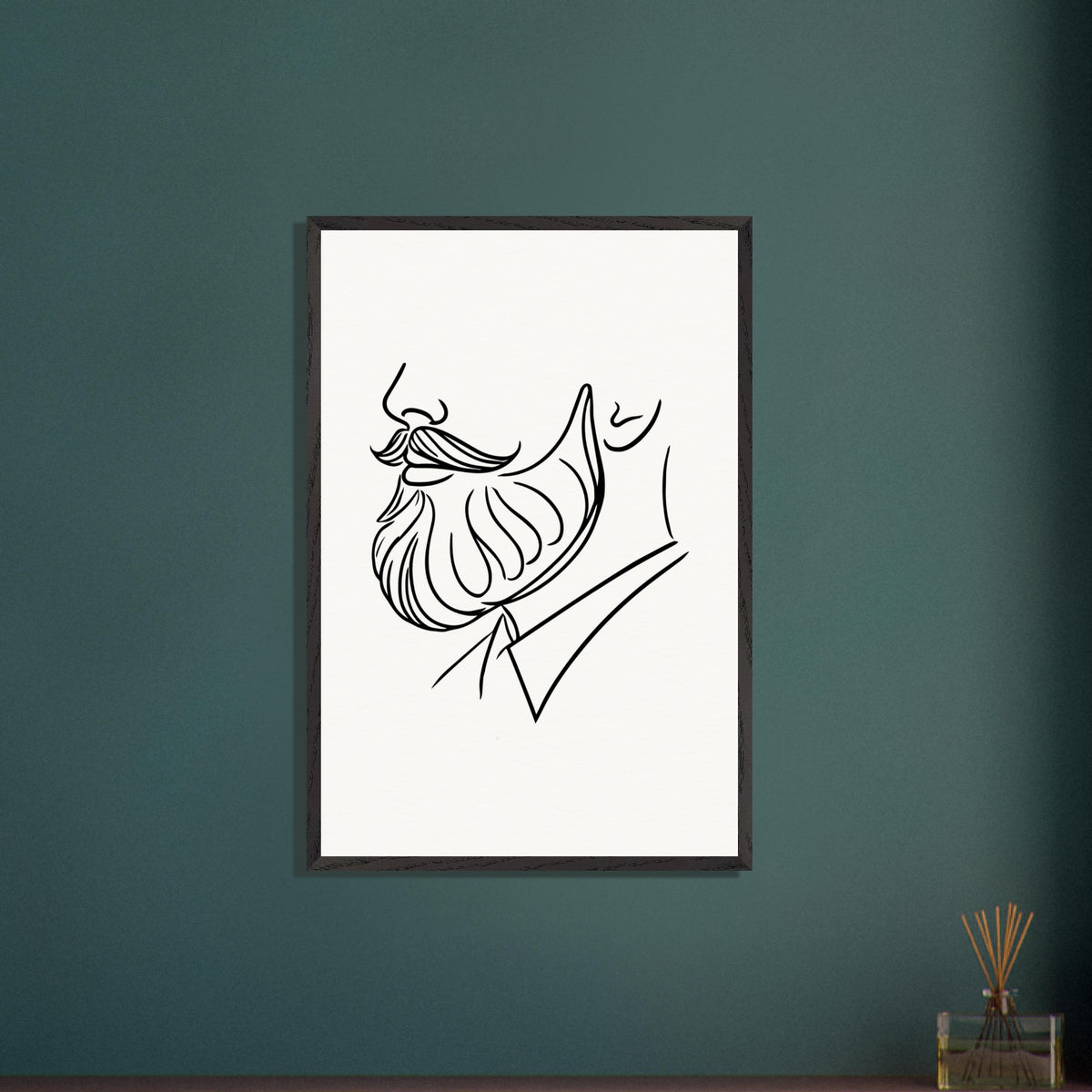 Beard and Bow - A Minimalist Tribute to Style - - Wooden Framed Posters