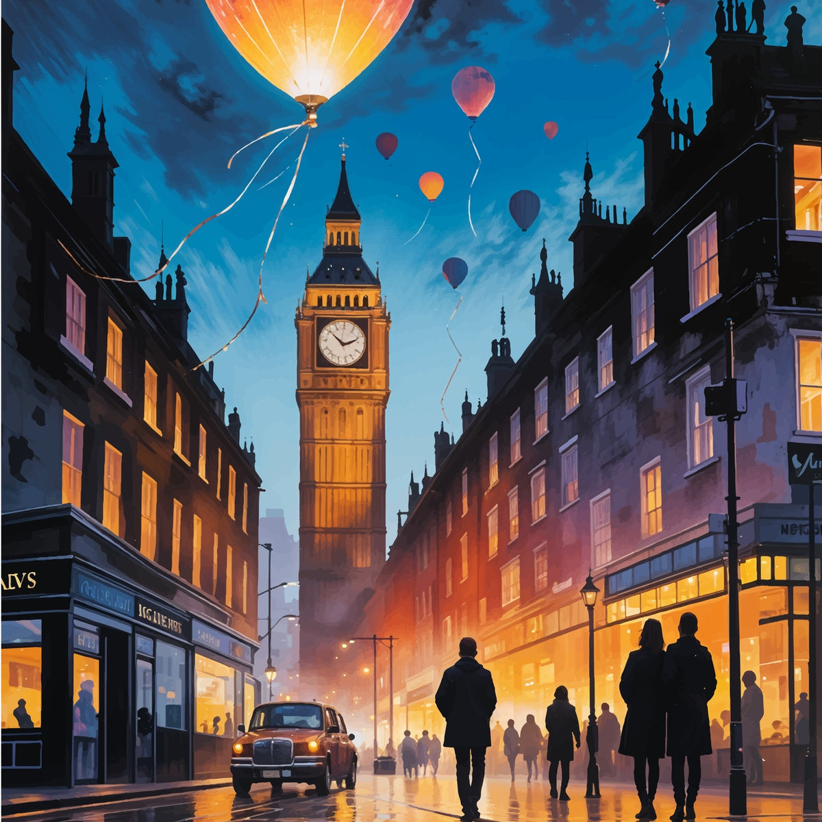 AI Twilight at Big Ben - - Framed Posters