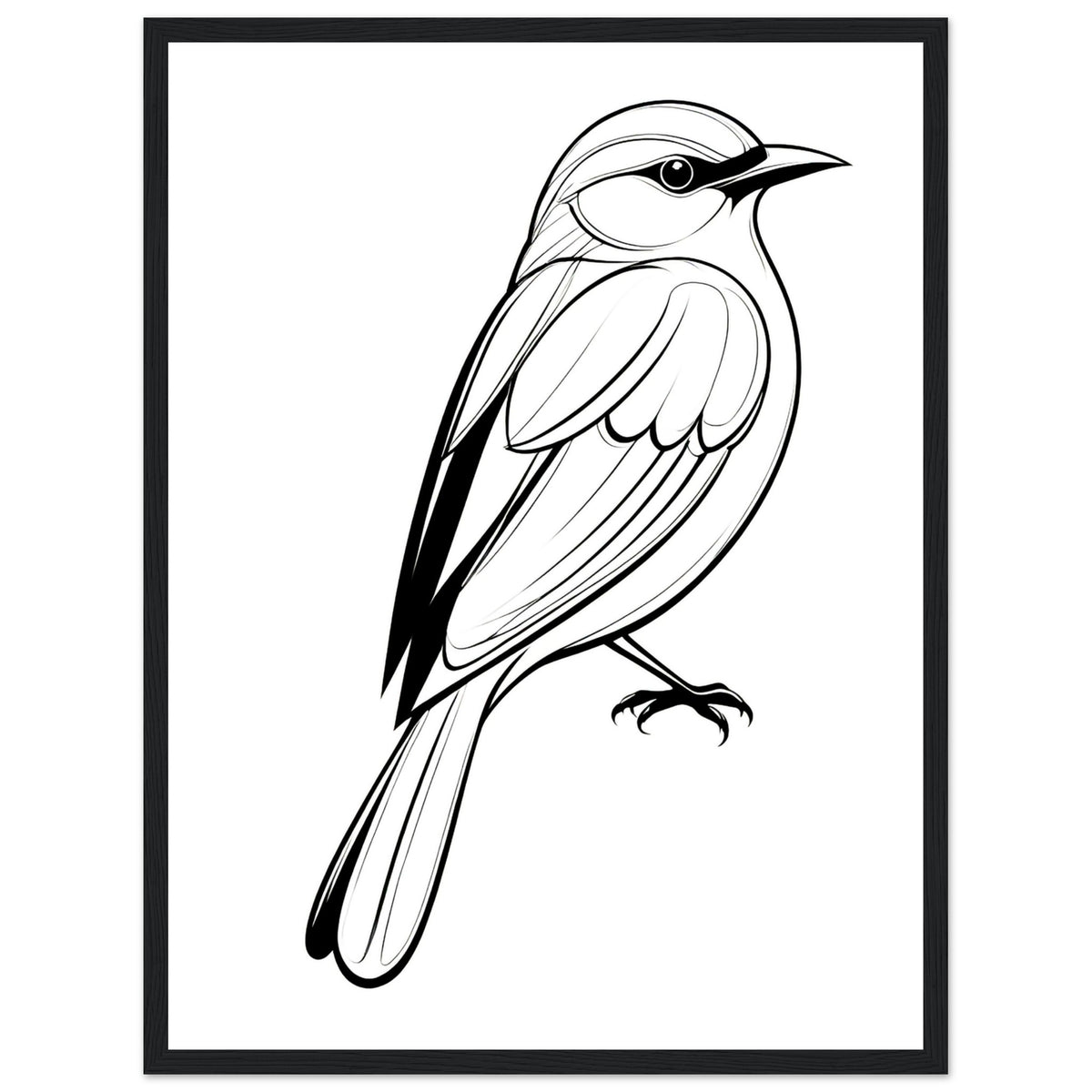 Serenity in Lines - Framed Bird Poster - 45x60 cm 18x24″ Black frame - Framed Posters