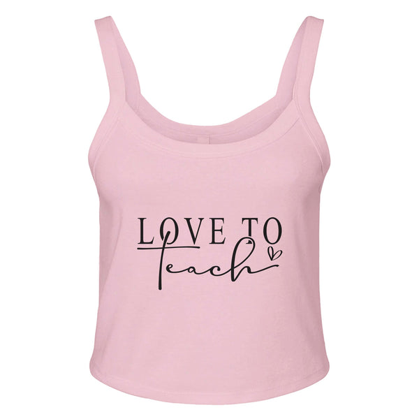 Educator's Pride - Love to Teach Cotton Tank - solid pink blend - Tank Tops