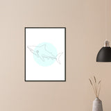 Majestic Shark - Minimalist Line Art - - Metal Framed Posters