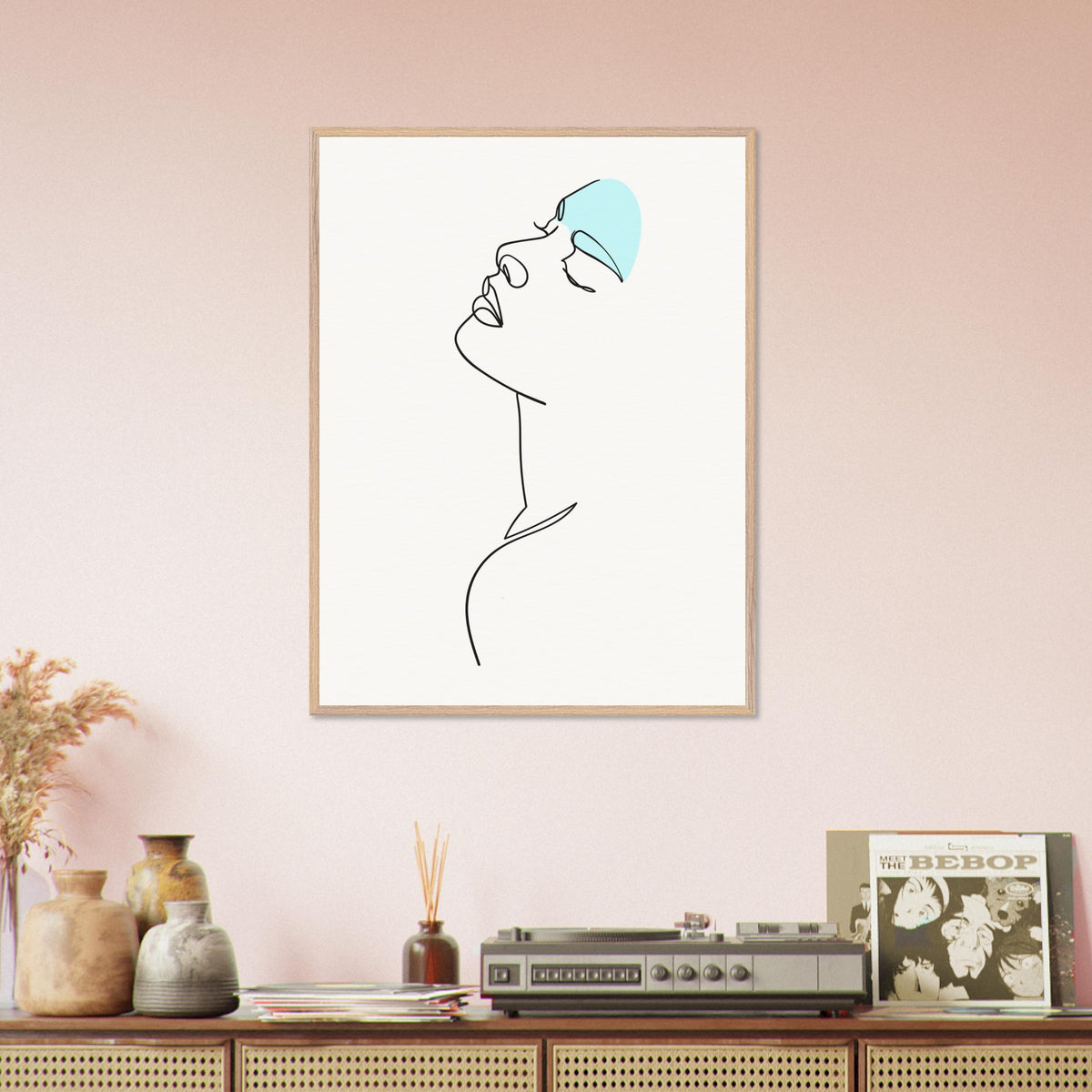 Modern Muse - Abstract Line Art Elegance - 60x80 cm 24x32″ Wood frame - Wooden Framed Posters