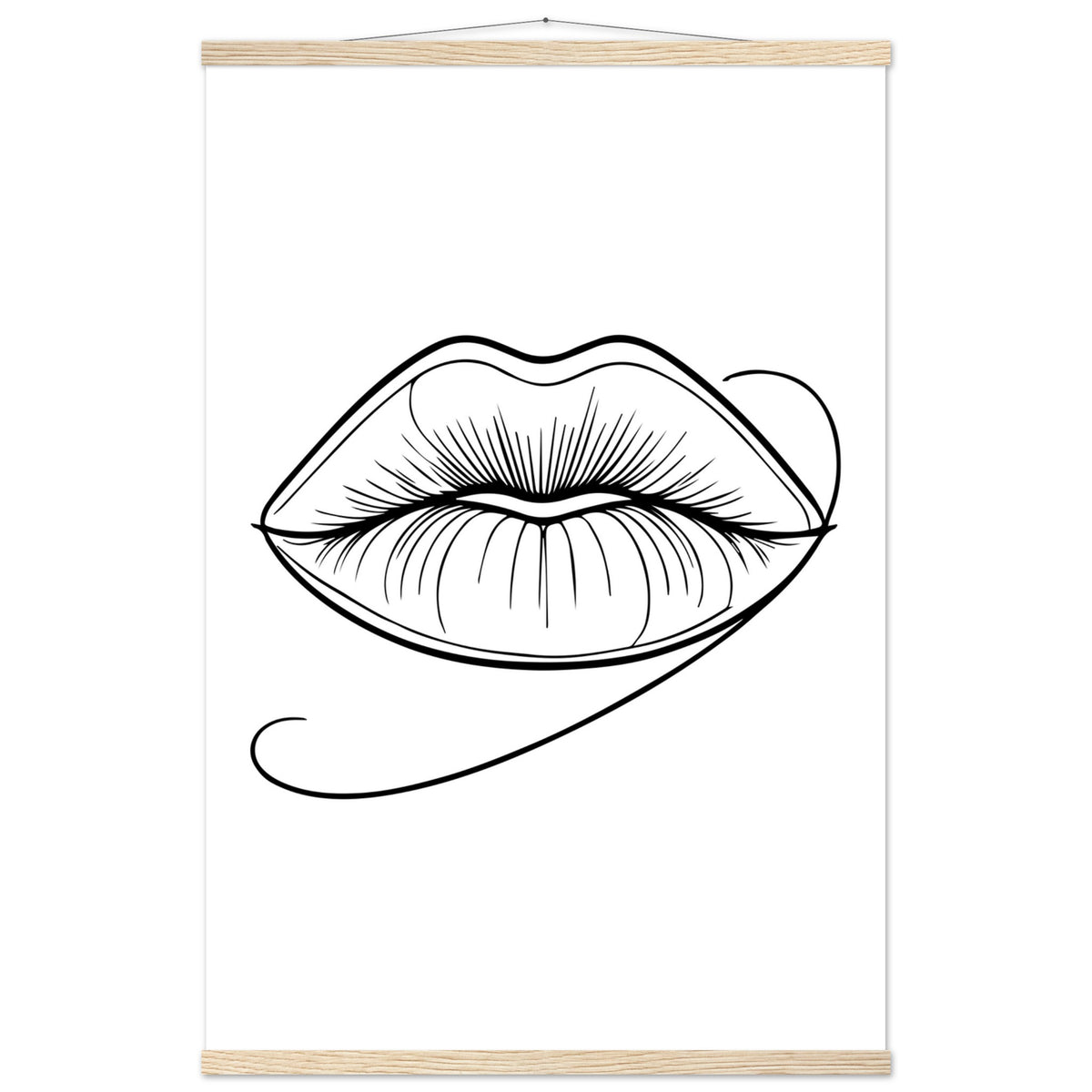 Lips of Expression - Minimalist Art on Premium Poster - 60x90 cm 24x36″ Natural wood wall hanger - Posters With Hanger