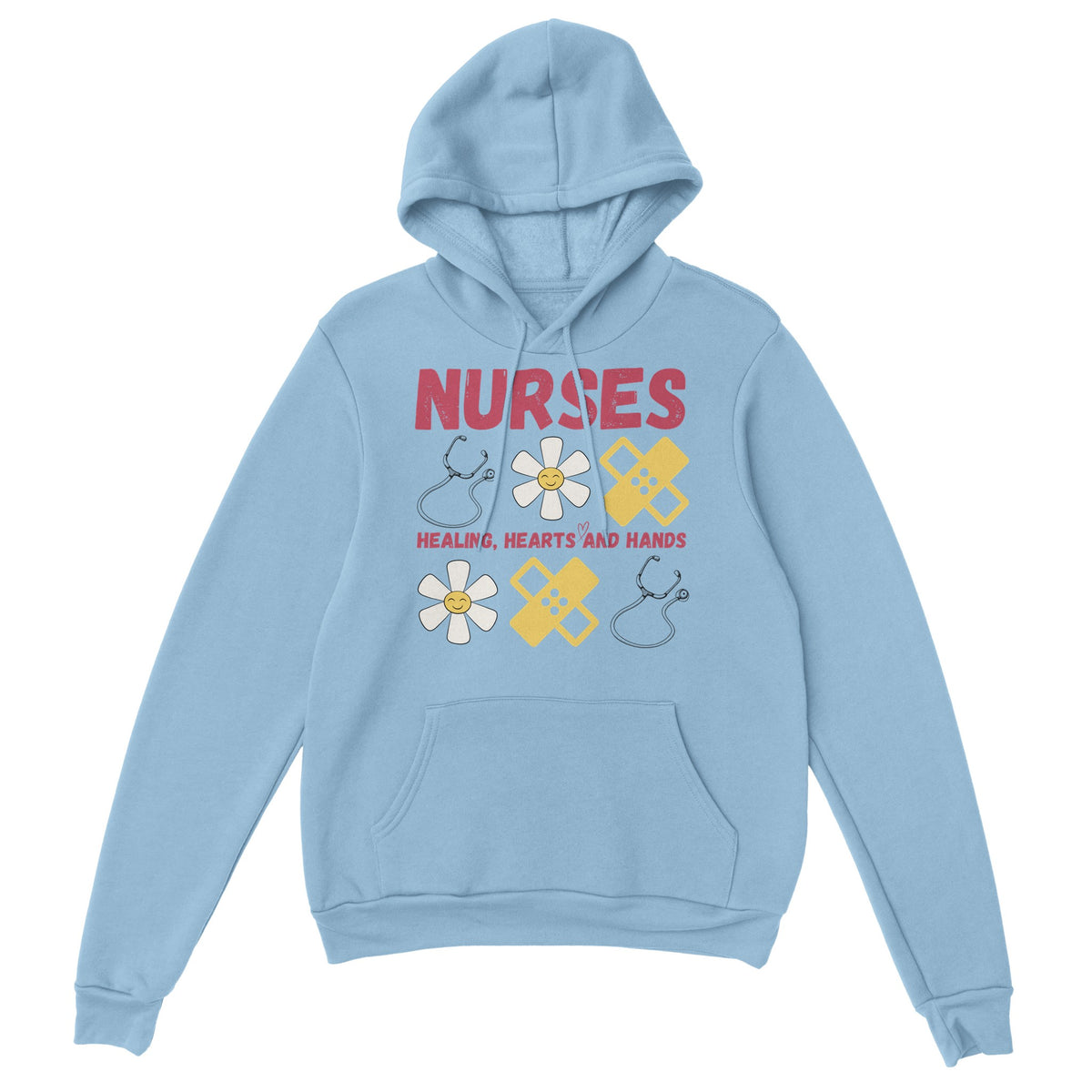 Honoring Nurses - Healing Hearts & Hands Hoodie - Light Blue - Hoodies