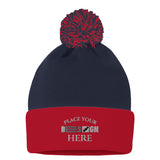 The Perfect Pom-Pom Customizable Cuffed Beanie for All Seasons - navy red - Beanies