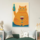 Cheers Cat Framed Poster – Gift Fun & Feline Charm - White frame - Wooden Framed Posters