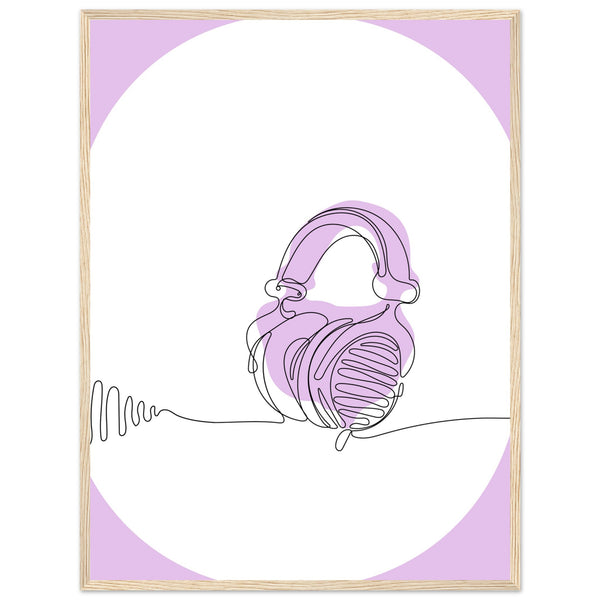 Melodic Moments - Stylish Headphones Print - 60x80 cm 24x32″ Wood frame - Framed Prints