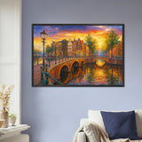 Amsterdam Bridge AI Masterpiece Poster – Gift of Memory - Black frame - Wooden Framed Posters