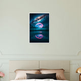Tranquil Moonscape - Framed Galaxy Artwork - White frame 40x60 cm 16x24″ - Wooden Framed Posters