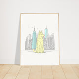 Urban Companion - Dog and Cityscape Art - 60x80 cm 24x32″ Wood frame - Wooden Framed Posters