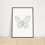 Butterfly Grace - Framed Minimalist Art - 50x70 cm 20x28″ Dark wood frame - Wooden Framed Posters