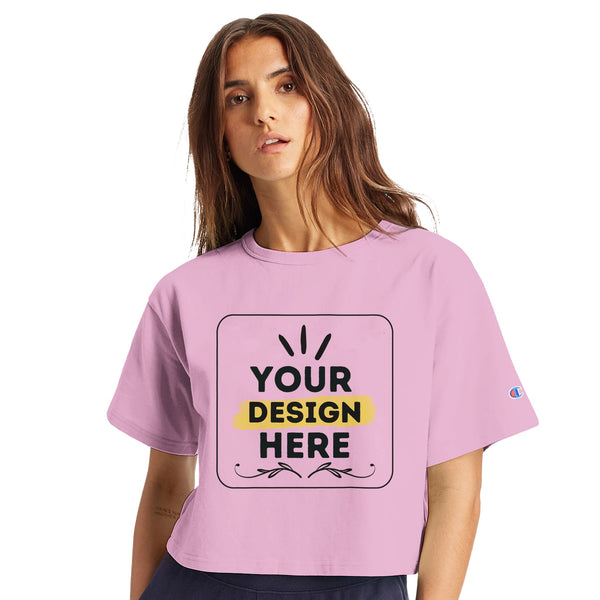 Ultimate Comfort - Women's Customizable Cropped Heritage Crewneck - pink candy - Crewneck T-shirts