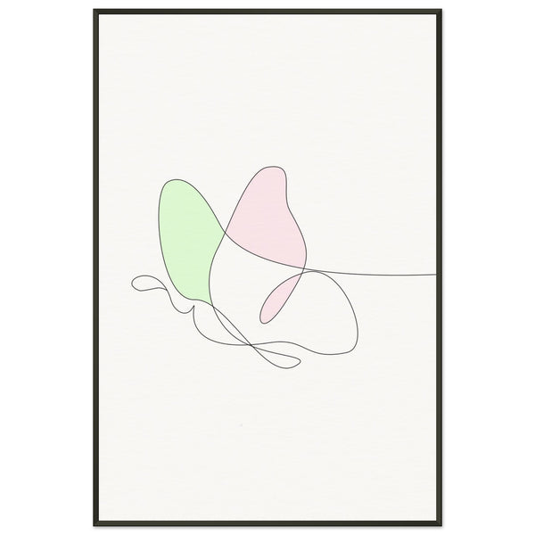 Fluttering Elegance - Minimalist Butterfly - 60x90 cm 24x36″ - Metal Framed Posters