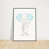 Sublime Serenity - Elephant in Pastel - 70x100 cm 28x40″ Black frame - Wooden Framed Posters