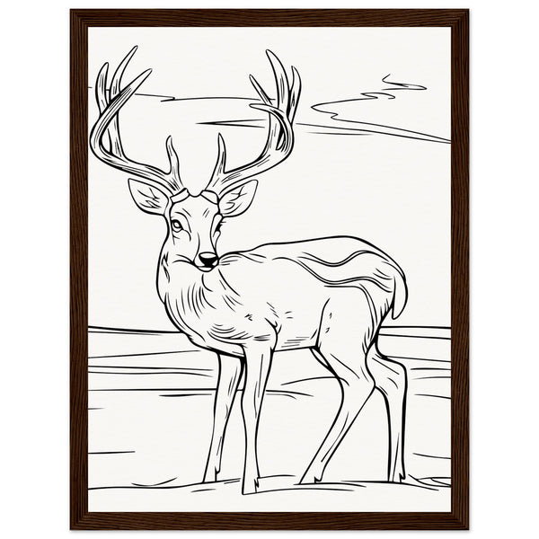 Elegance in Nature - Deer in Line - 30x40 cm 12x16″ Dark wood frame - Wooden Framed Posters