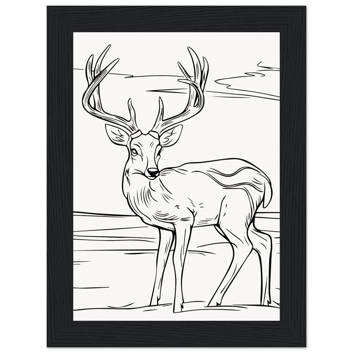 Elegance in Nature - Deer in Line - 13x18 cm 5x7″ Black frame - Wooden Framed Posters