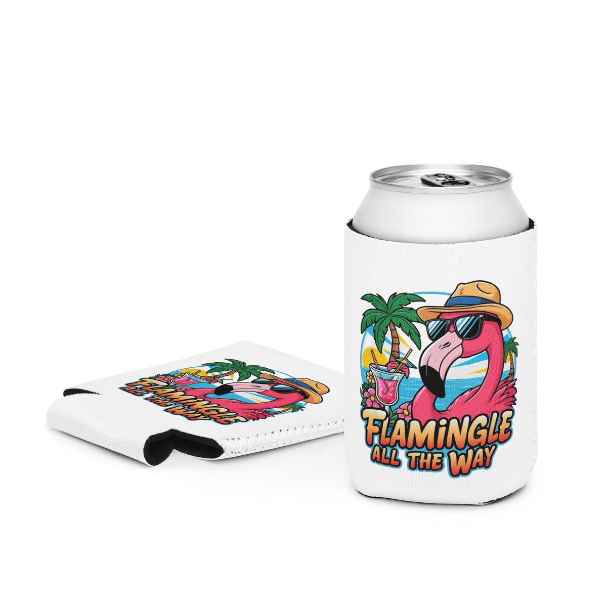 Summer Vibes - Sunglasses Flamingo Can Sleeve - Regular 12 oz - Can Cooler