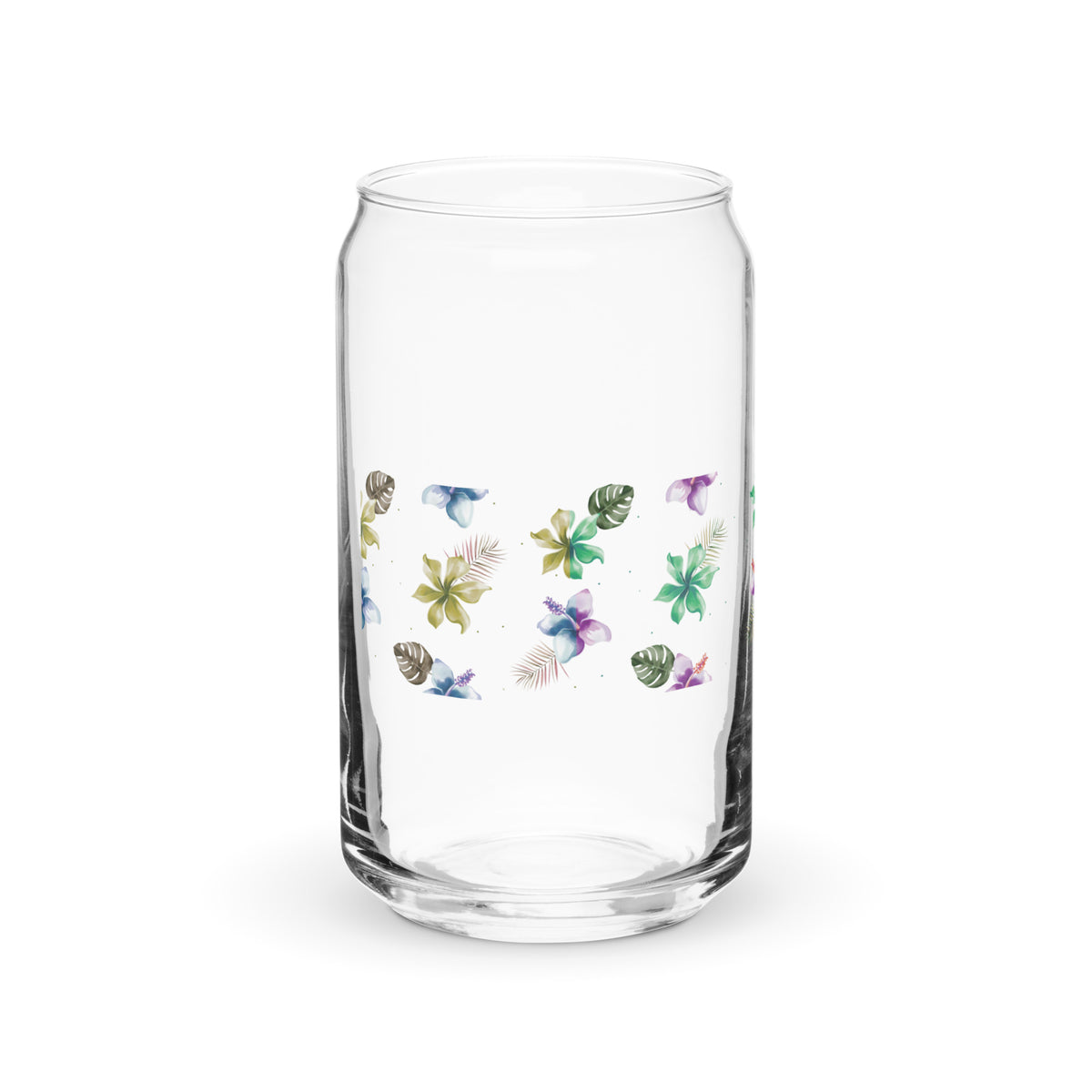 Vibrant Tropical Bloom Can-Shaped Glass - - Glass