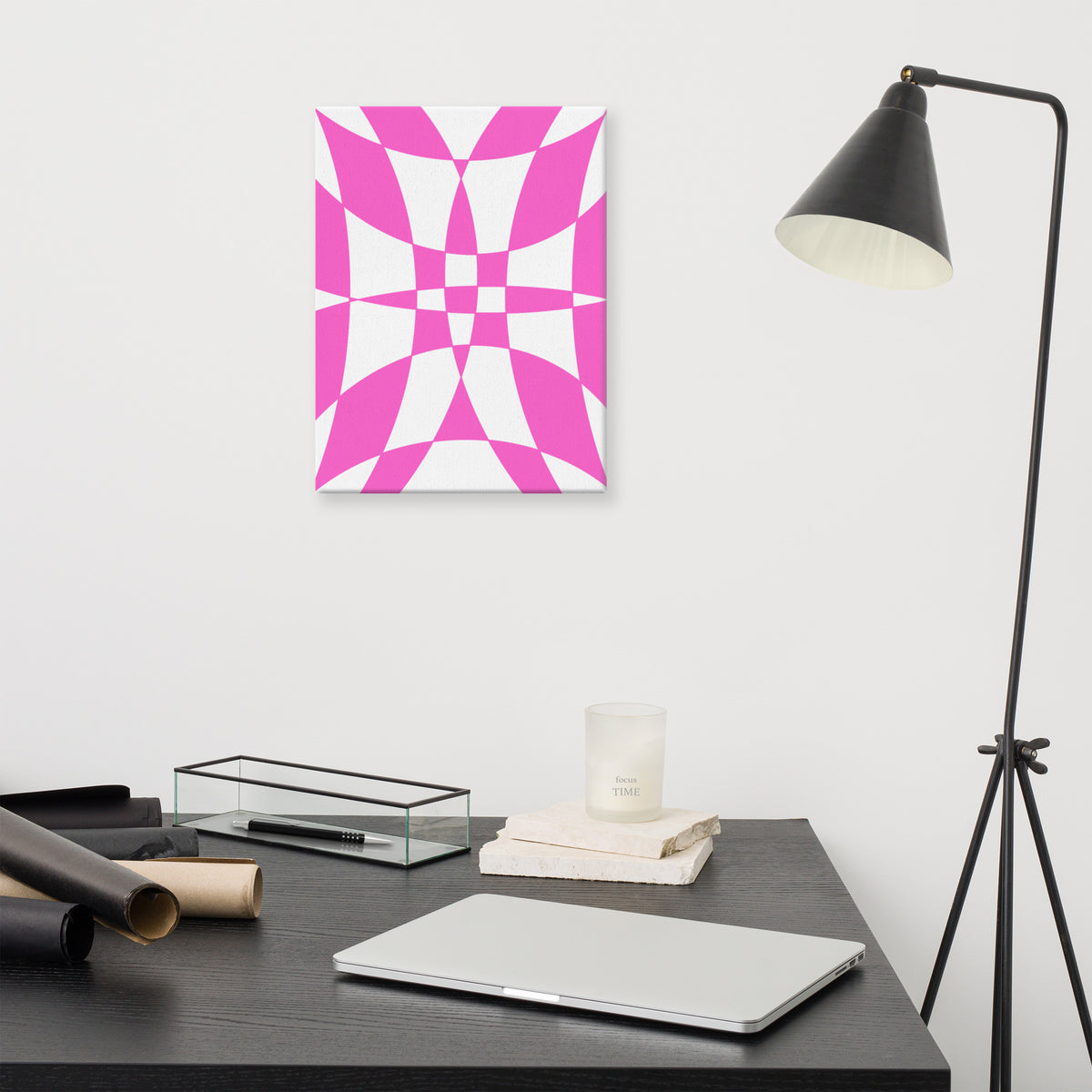 Bold Illusions - Pink Geometric Canvas Print - 12″×16″ - Canvas