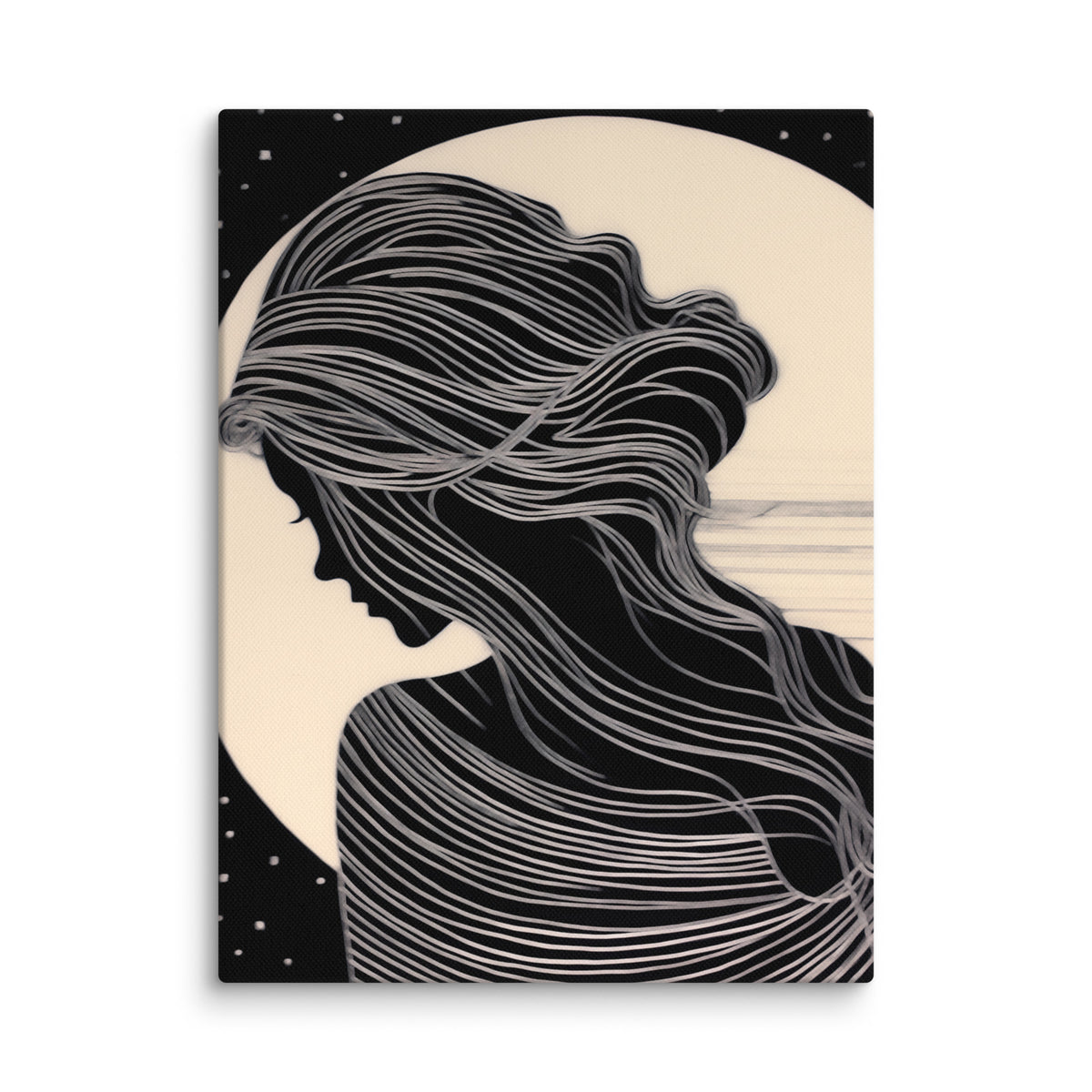 Nocturnal Grace - Woman in the Moon - 12″×16″ -