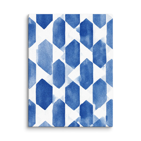 Ethereal Geometry - Blue Watercolor Elegance - 12″×16″ - Canvas Prints