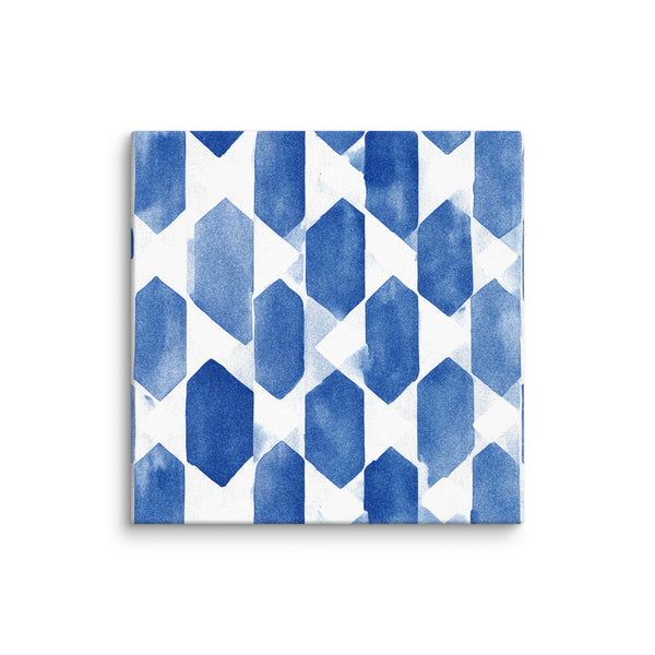 Ethereal Geometry - Blue Watercolor Elegance - 16″×16″ - Canvas Prints