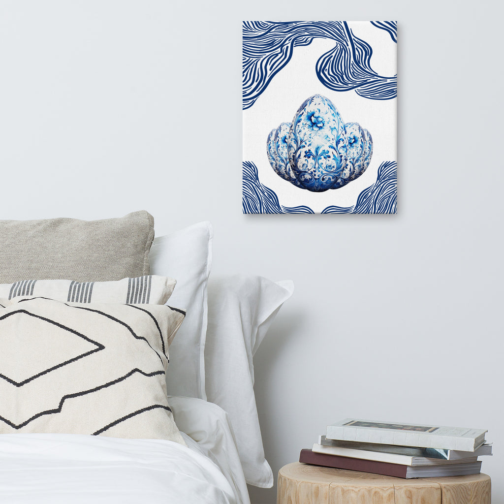 Blue Elegance- Ornate Egg Canvas Print - 16″×20″ - Canvas